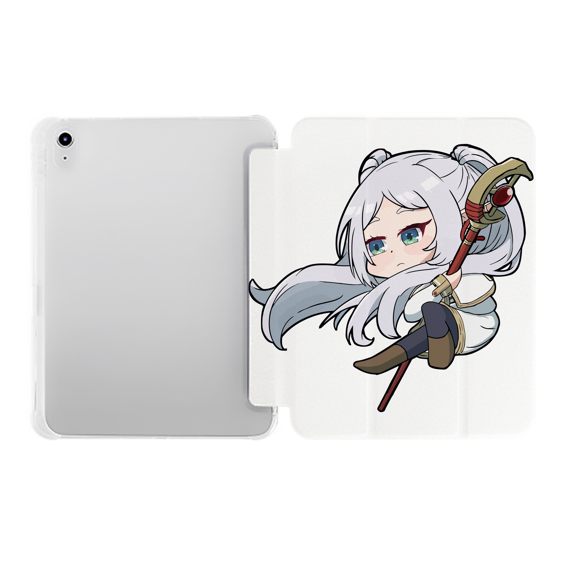 （画像用） 葬送のフリーレン Frieren IPad ケース ペン収納付き 三つ折りスタンド PUレザー×シリコン 対応機種9.5/10.5/10.9インチ